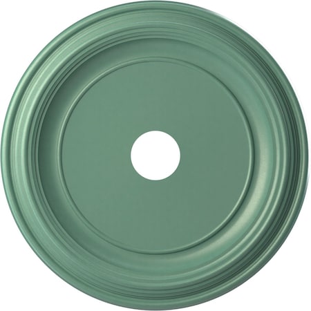 Ekena Millwork Traditional PVC Medallion (Canopies up to 13 1/2"), 22"OD x 3 1/2"ID x 1 1/2"P, Metallic Sea Mist CMP22TRFSM